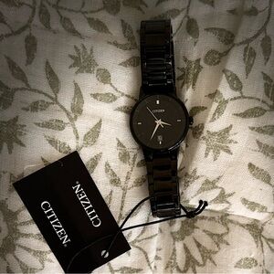 Women’s Citizen black-ion plated stainless steel quartz watch